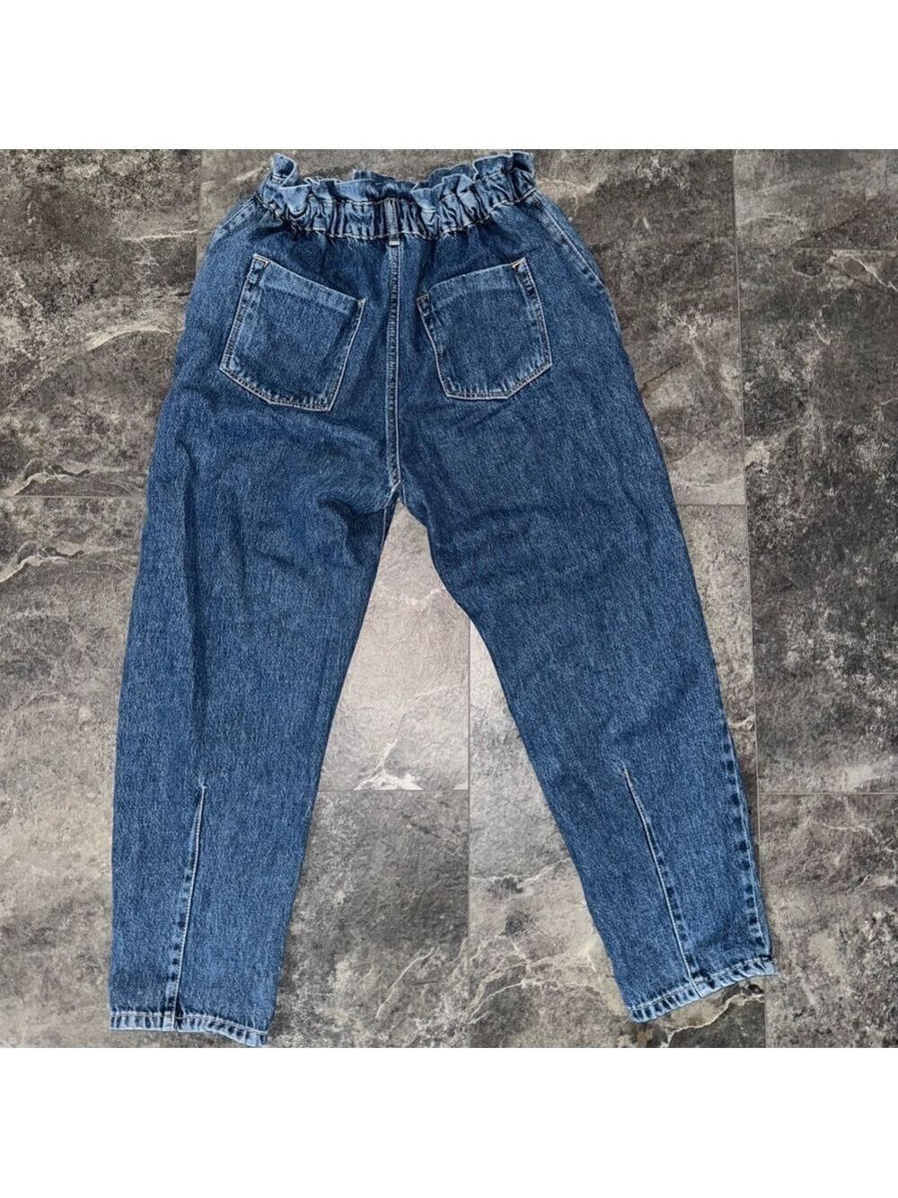 Zara Paperbag Denim Jeans Medium Wash Size 4 - Picture 3 of 6